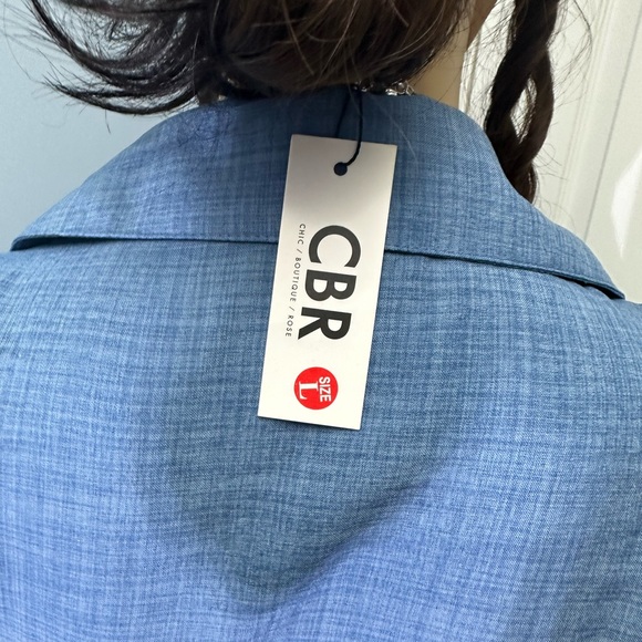 CBR blue button up dress NWT size L but runs really small (more like a M) - Picture 3 of 7